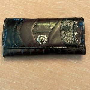 Brighton Croco Embossed leather Wallet with Shoulder Strap Option